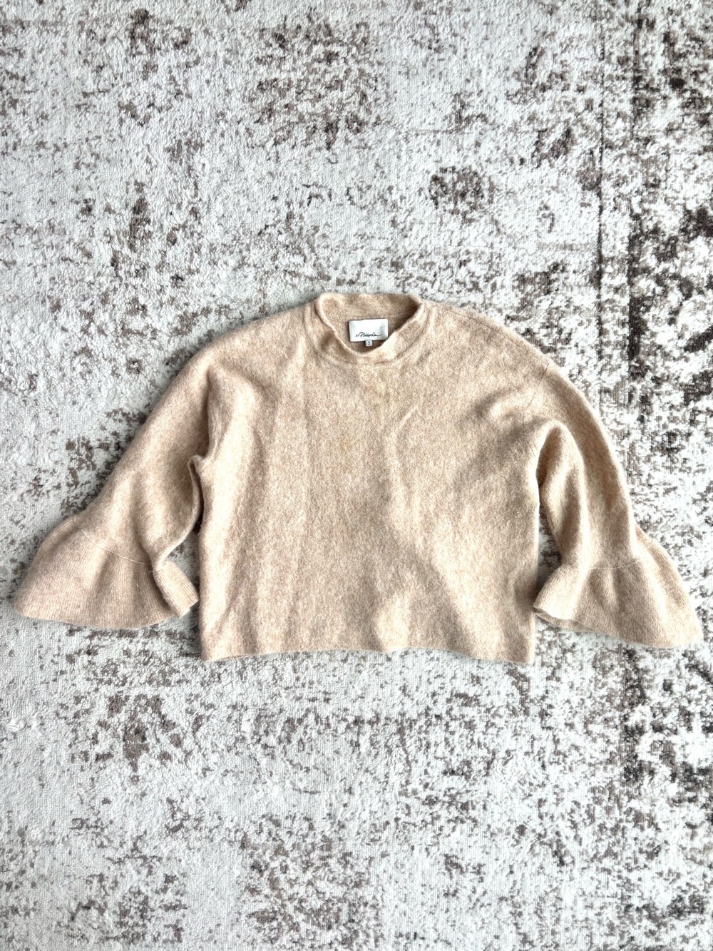 3.1 Phillip Lim Lofty Alpaca-Wool Blend Ruffle Cuff Cream Sweater